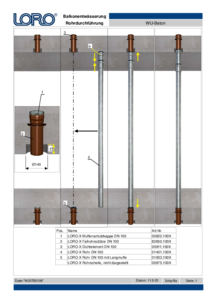 LORO-X downpipe support as a pipe penetration for waterproof concrete