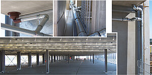 LORO-X Steel discharge pipes in car parks and underground car parks