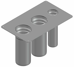 [Translate to EN:]  LORO-X VARIOFIT Rohrdurchführungen Für minimalen Abstand zwischen Rohrdurchführungen - variabel und passgenau nach Kundenwunsch Beispiel als senkrechte Rohrdurchführung für 3 LORO-X Rohre