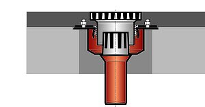 Drivable LORO-VERSAL drain in concrete ceiling